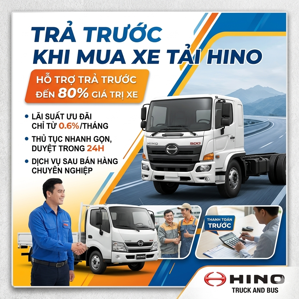 trả trước bao nhiêu khi mua xe hino